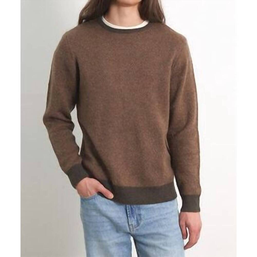 NEW RHYTHM. men's herringbone knit sweater in brown